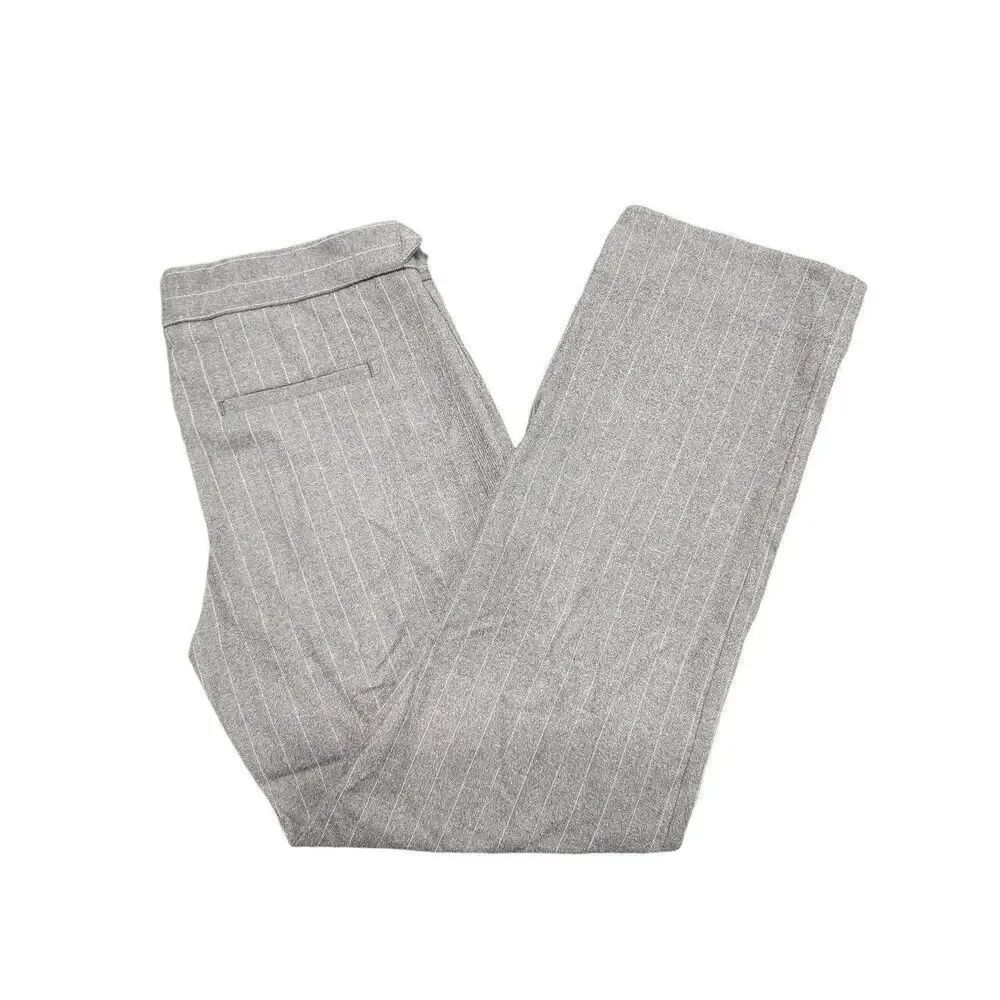 NWT Banana Republic Gray Straight Leg Striped Trouser Dress Pants Size 0